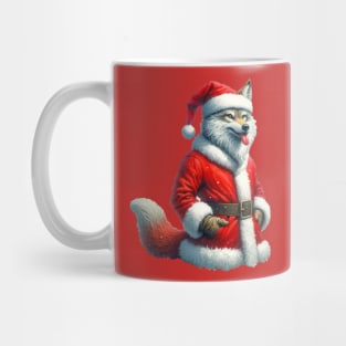 funny wolf Santa Merry Christmas Mug